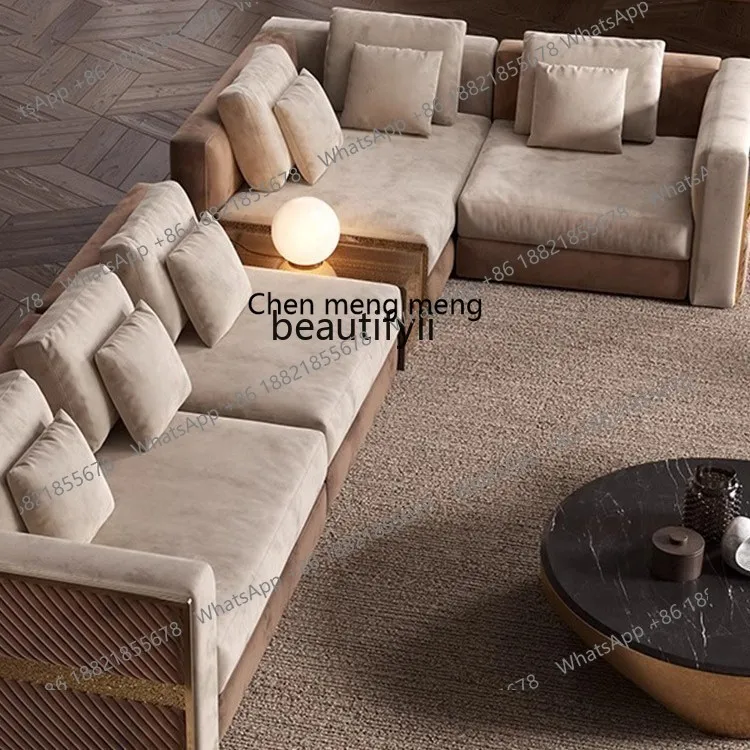 X  Light luxury straight row sofa living room large apartment villa luxury sofa combination