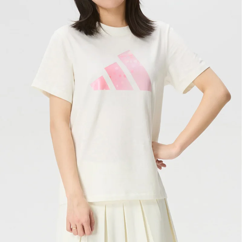 2026 Sport Adidas Women T Shirt Regular Fit Single Jersey Knit HD Color Changing Print Short Sleeve Top KS2867