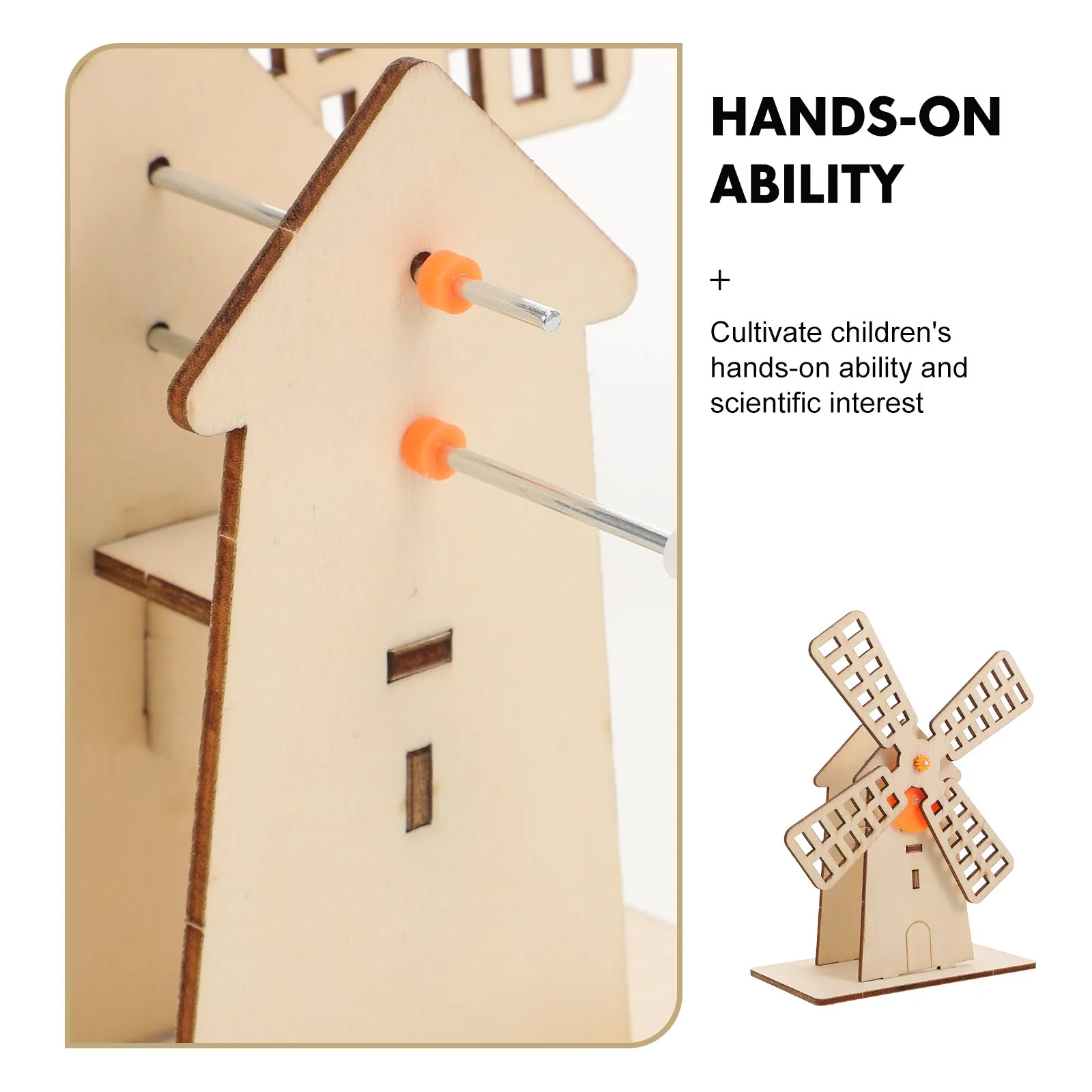 1 Juego de Kit de montaje de molino de viento de madera DIY de ciencia de vástago para niños, transmisión de engranajes giratorios, experimento educativo de turbina eólica