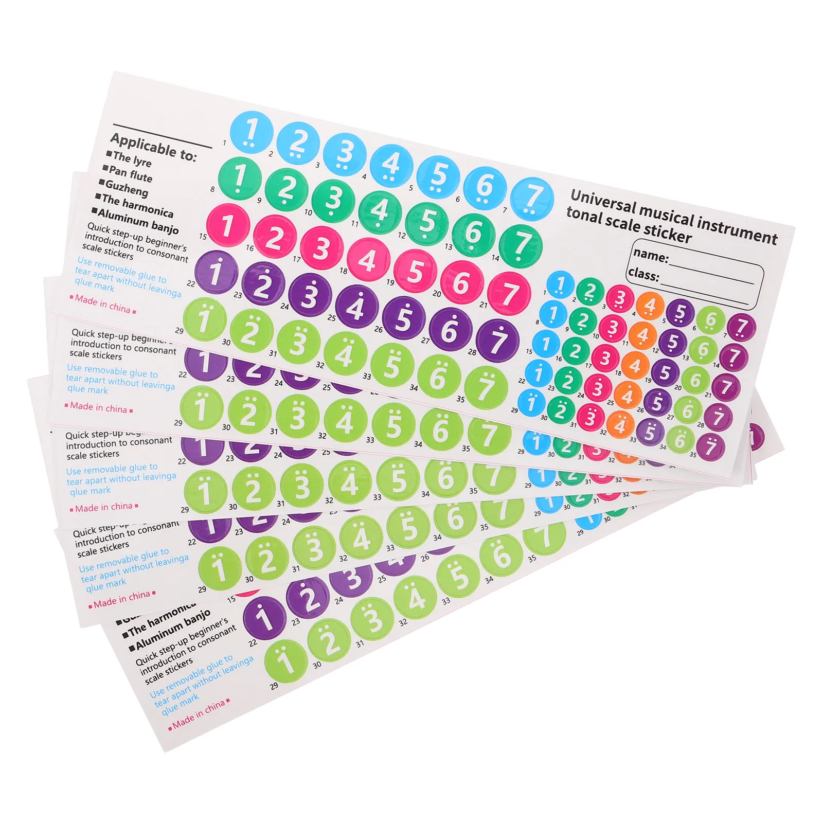 5Pcs Pan Flute Note Stickers Removable Adhesive Decals for 16 18 Pipe Panpipes Flute Teaching Stickers Music Classroom Must