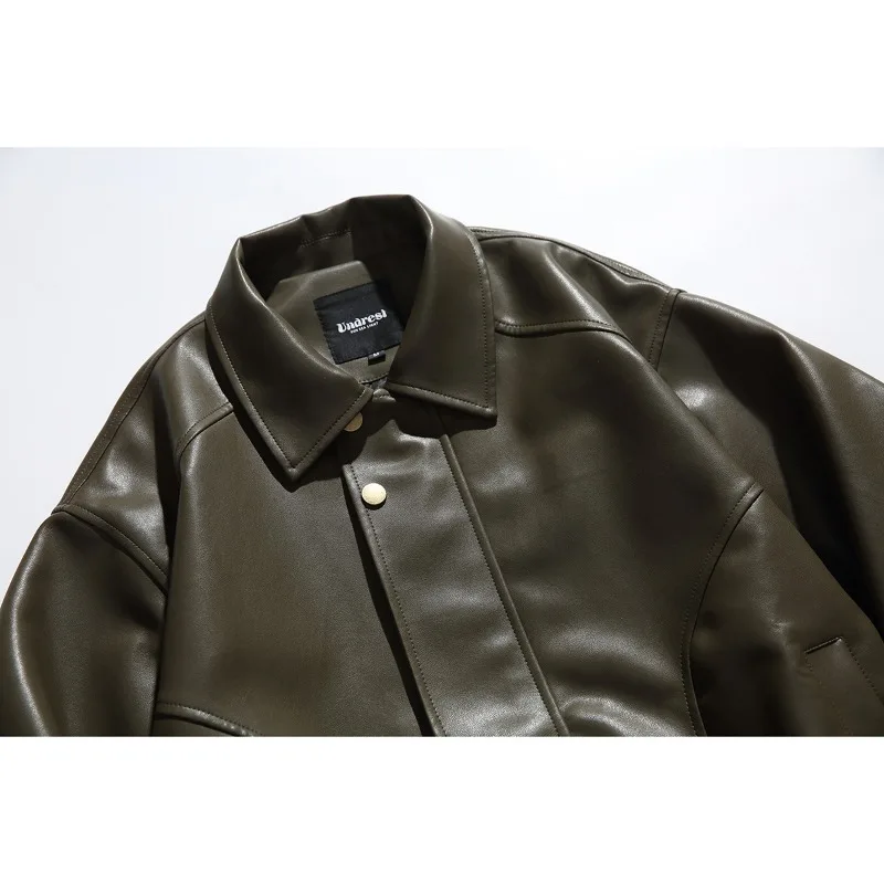 Luxury Soft PU Leather Jacket Men Vintage Bomber Jacket Streetwear Motorcycle Jackets Faux Leather Windbreaker Autumn Outerwears