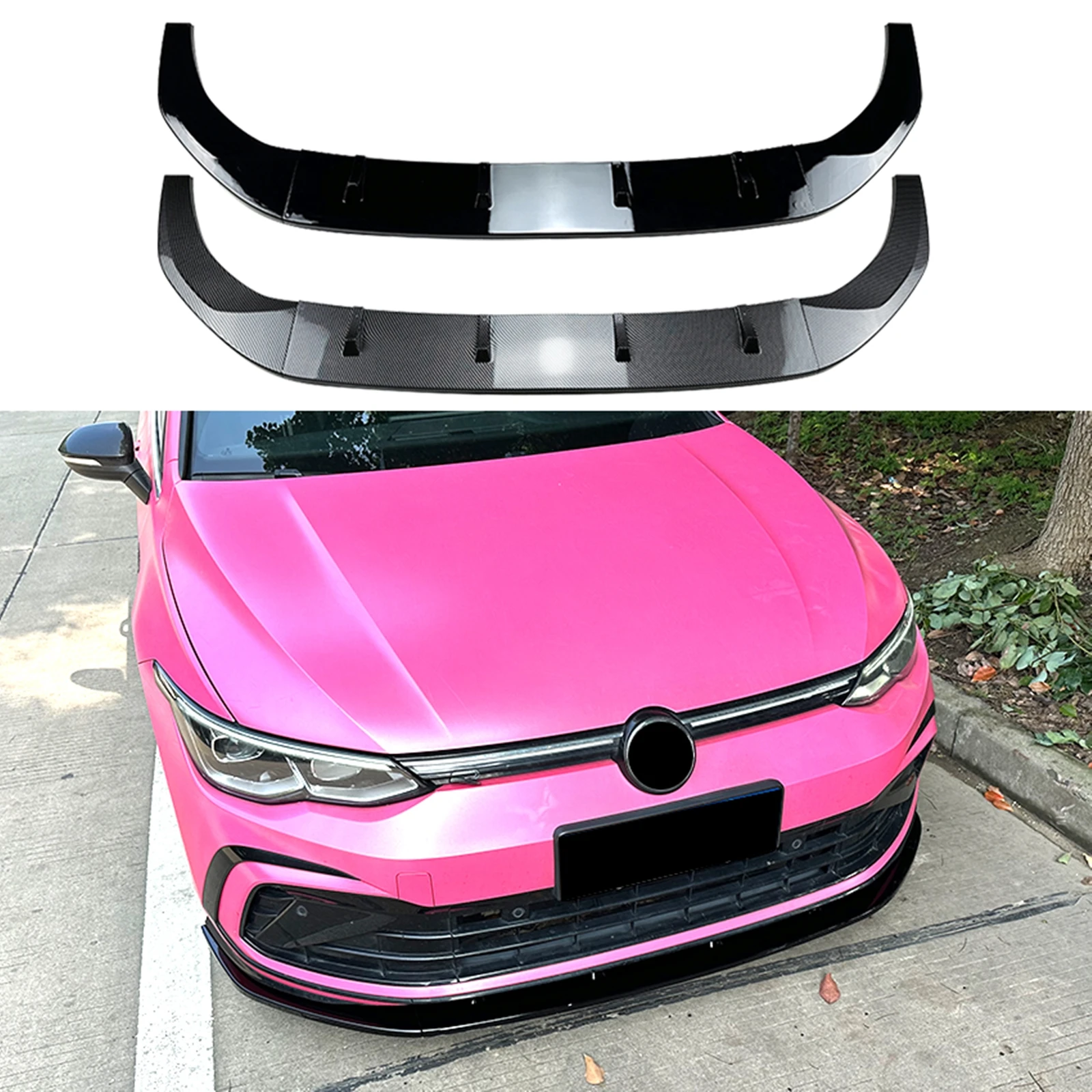 

Front Bumper Spoiler Lip For Volkswagen VW Golf 8 MK8 GTI GTD GTE R-Line Rline 2020-2023 Carbon Fiber Look/Gloss Black Splitter