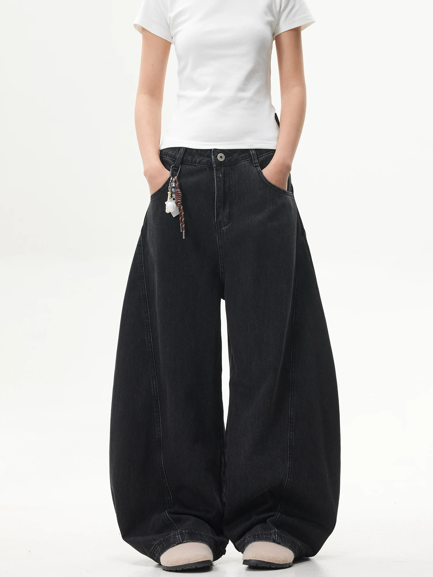 

Винтажные широкие джинсы с завышенной талией для мужчин и женщин, свободные повседневные джинсовые брюки с ножом, американская уличная одежда, свободные брюки