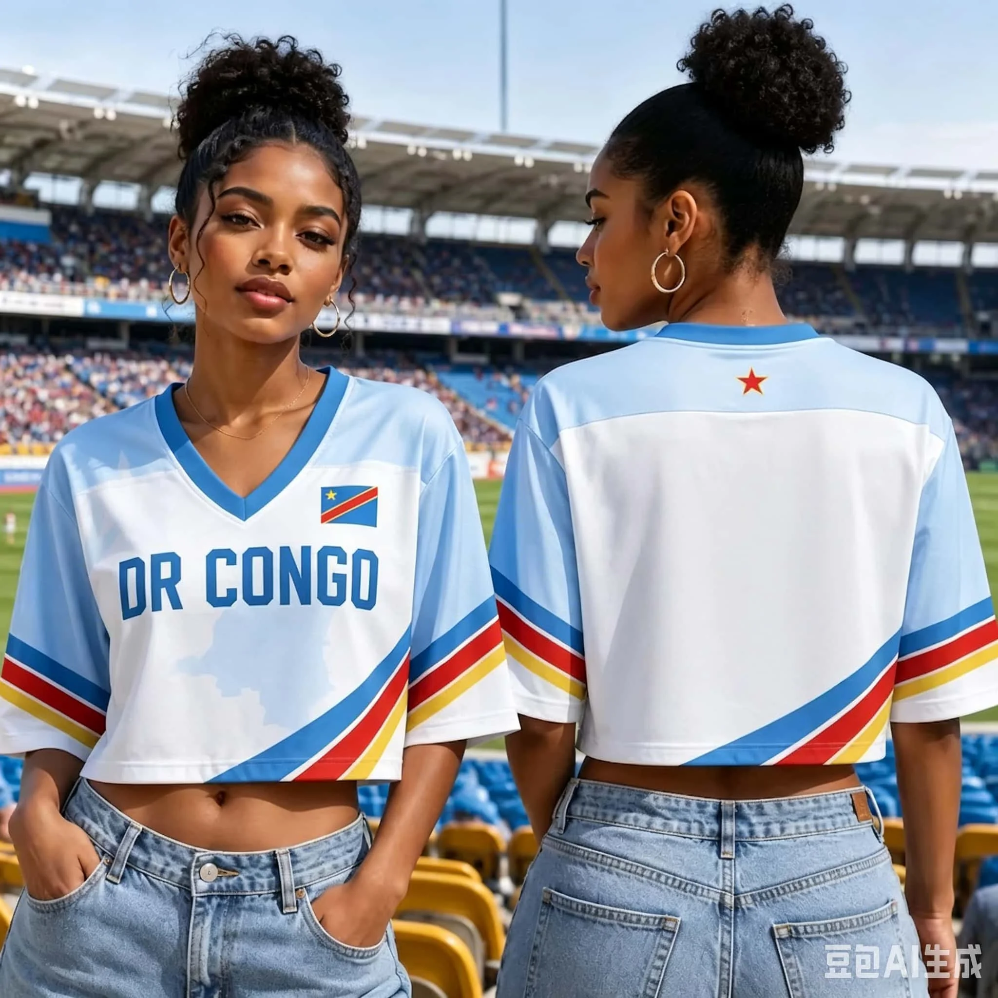 Democratic Republic of Congo Short Waist Shirt Style Support Short T-shirt, Fans Grasp American Spicy Girl Style