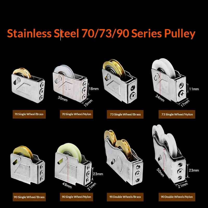 2PCS 73 Aluminum Alloy Door And Window Pulley 90 Push-pull Glass Door Track Wheel 80 Moving Window Wheel 828 Type Copper Wheel