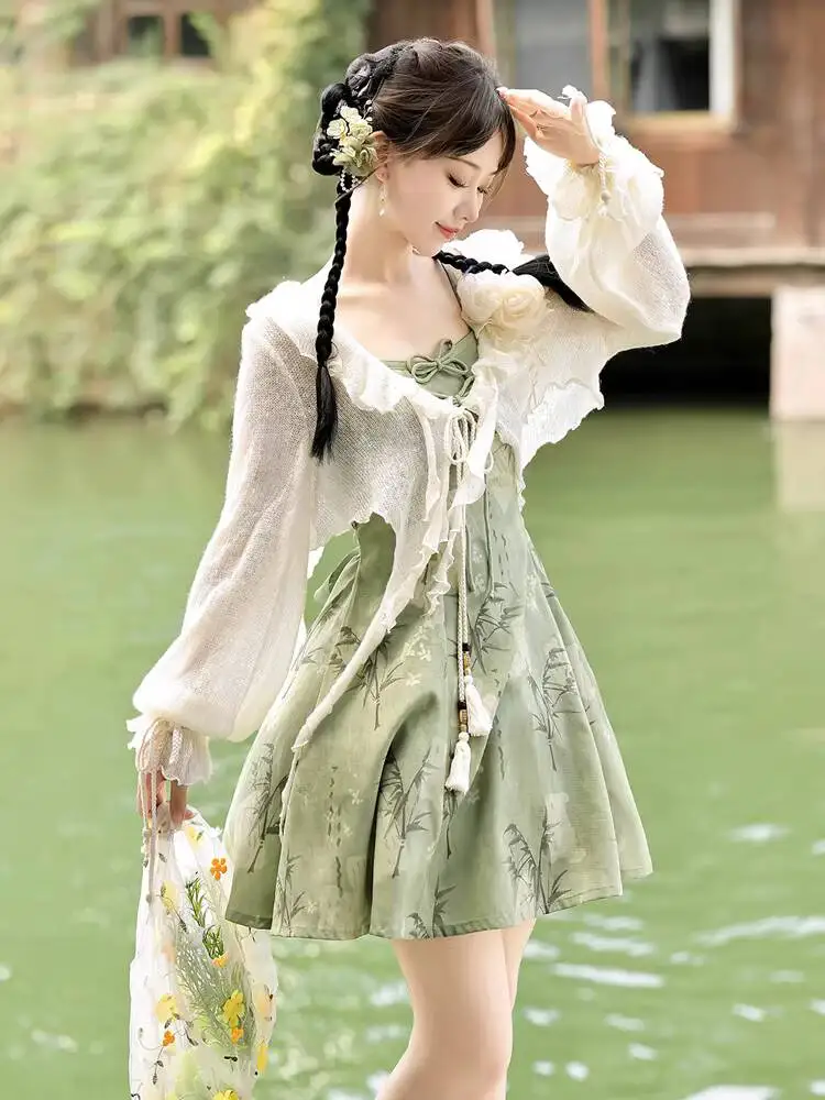 New original retro Chinese style lolita dress girl Han elements sweet top halter skirt suit cosplay party dress - view 5