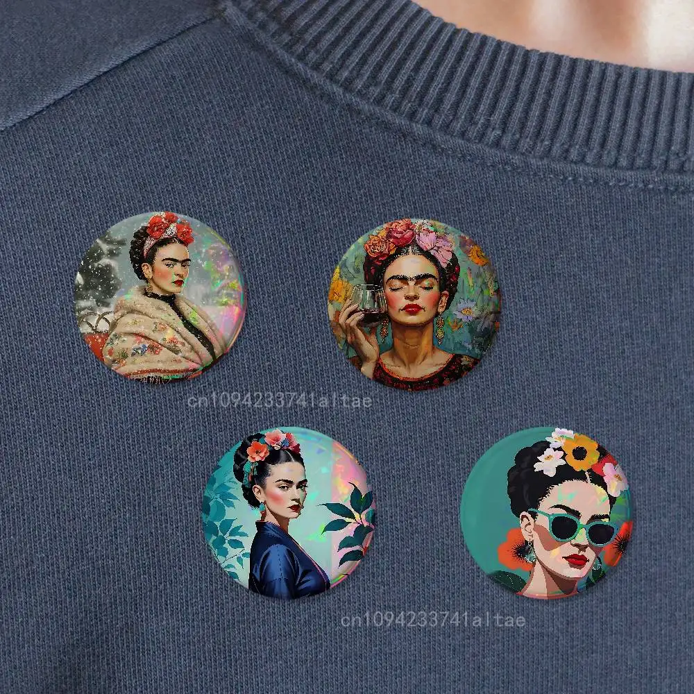 F-Fridas K-Kahlo Artiste Badges 25mm 32mm 44mm 58mm 75mm Cartoon Brooch Pins Backpack Hat Accessories Lover Gifts