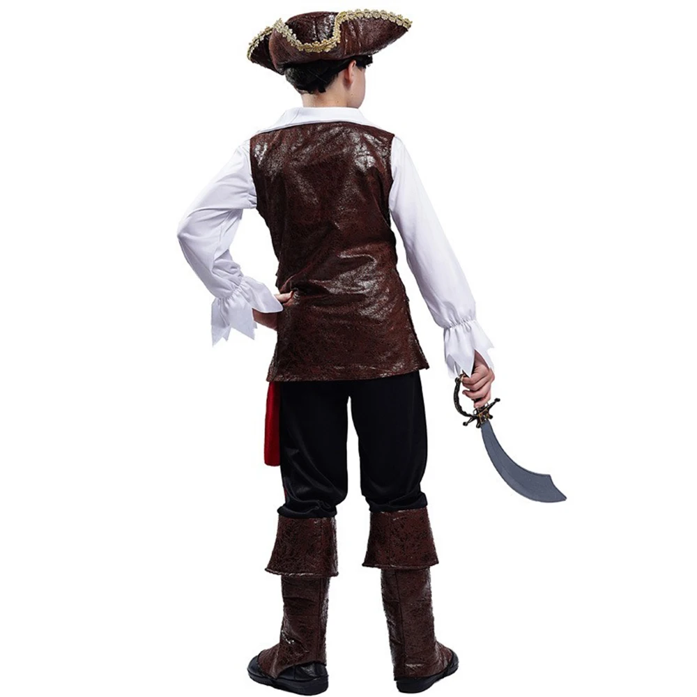 Kids Pirate Costume Cosplay Halloween Trick or Treat Set Unisex Swashbuckling Adventure Outfit Complete Role Play Prop  Dress Up