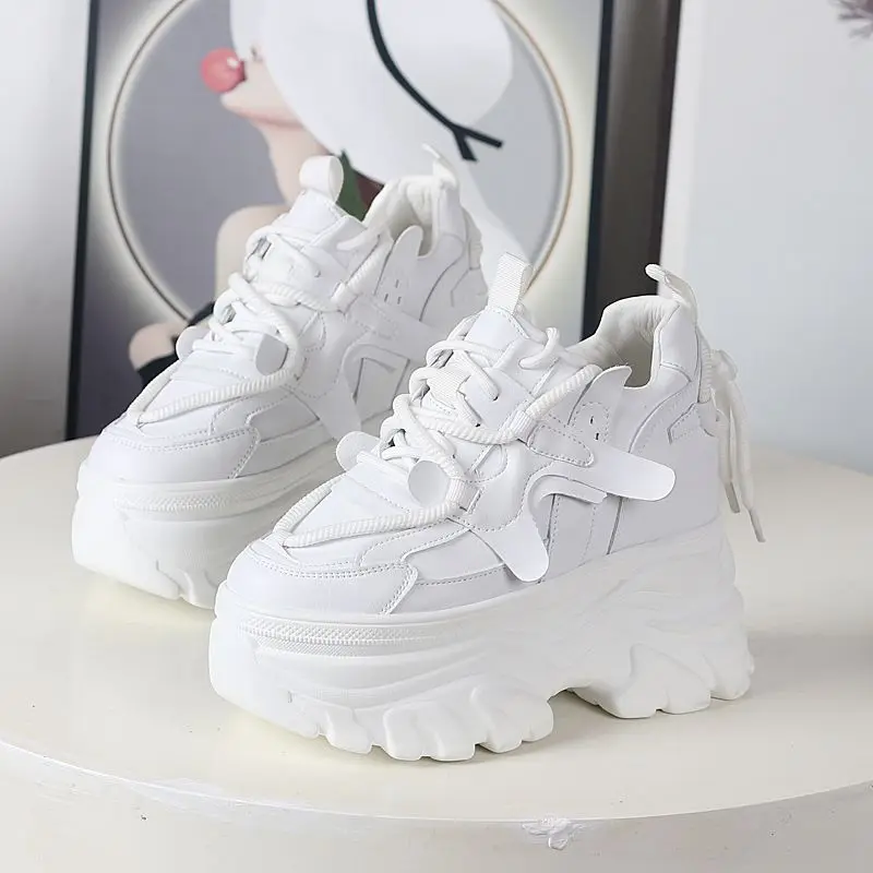 

2026 New 10CM Genuine Leather Chunky Sneakers for Women Fashion Sneakers Walking Shoes Platform Heel Sneakers Women Casual Shoes