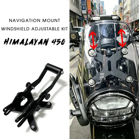 HIMALAYAN 450 Navigation Mount & Windshield Adjustable Kit For Royal Enfield Himalayan450 Adjusters Windshield Bracket GPS Mount