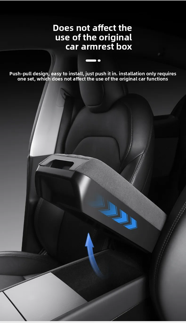 Luxuriöse 3-in-1 Armlehnenbox-Abdeckung Organizer Weiche PU-Leder Höhenpolsterung für Tesla Model Y Model 3 Juniper Highland Mittelkonsole – Detail 7
