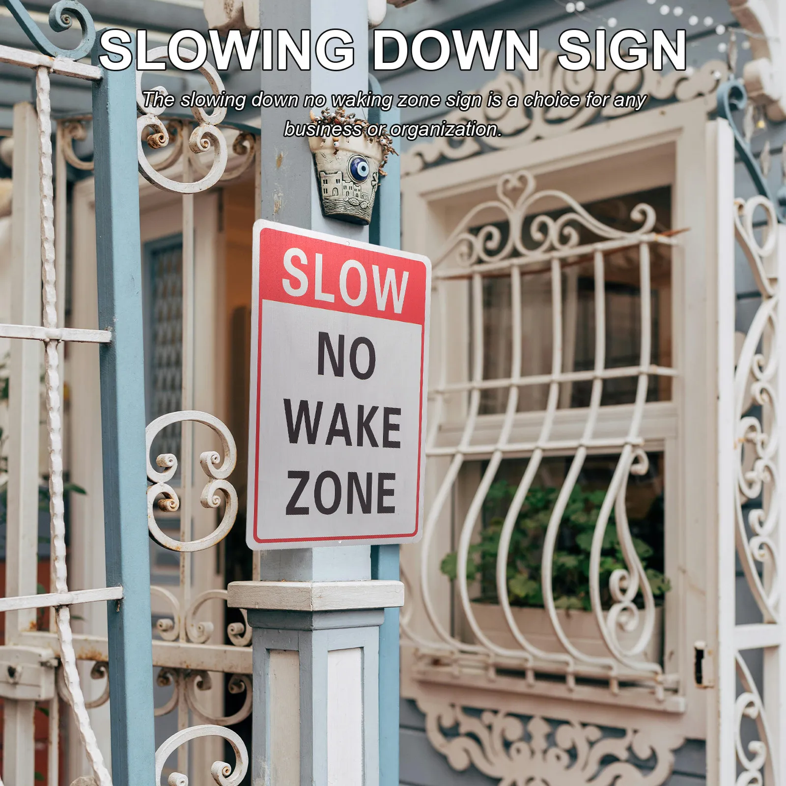 No Waking Zone Sign Slowing Down Reflective Aluminum Traffic Safety Sign for Parking Lots Factories Roads Night Driving Safety