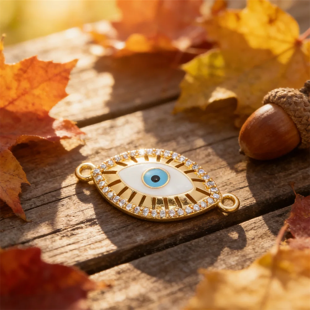 

2Pcs Link Connectors Brass Evil Eye Bird Charms Zircon Enamel for Diy Jewelry Necklace Bracelet Making Accessories for Women Men