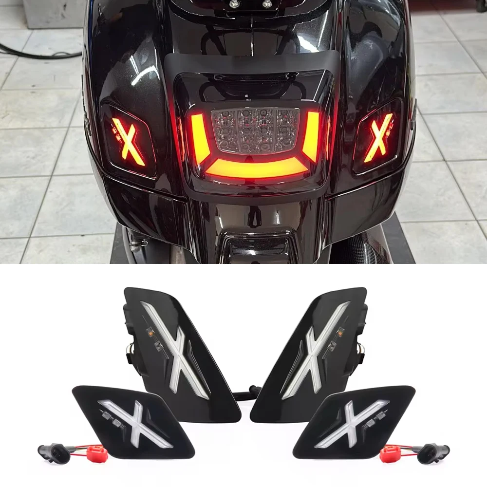 

Motorcycle Front and Rear Turn Signal Light Indicator Lamp Radiator Grille Guard For Vespa GTS 300 GTS300 GTV300 GTV 300 2023-