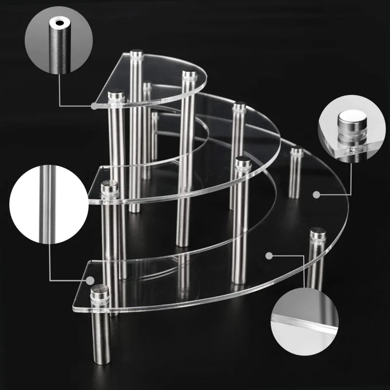 3Tier Clear Acrylic Risers Display Stand Semicircle Round Cupcake Stand for Jewels Collections Figurines Cosmetic Items Treat