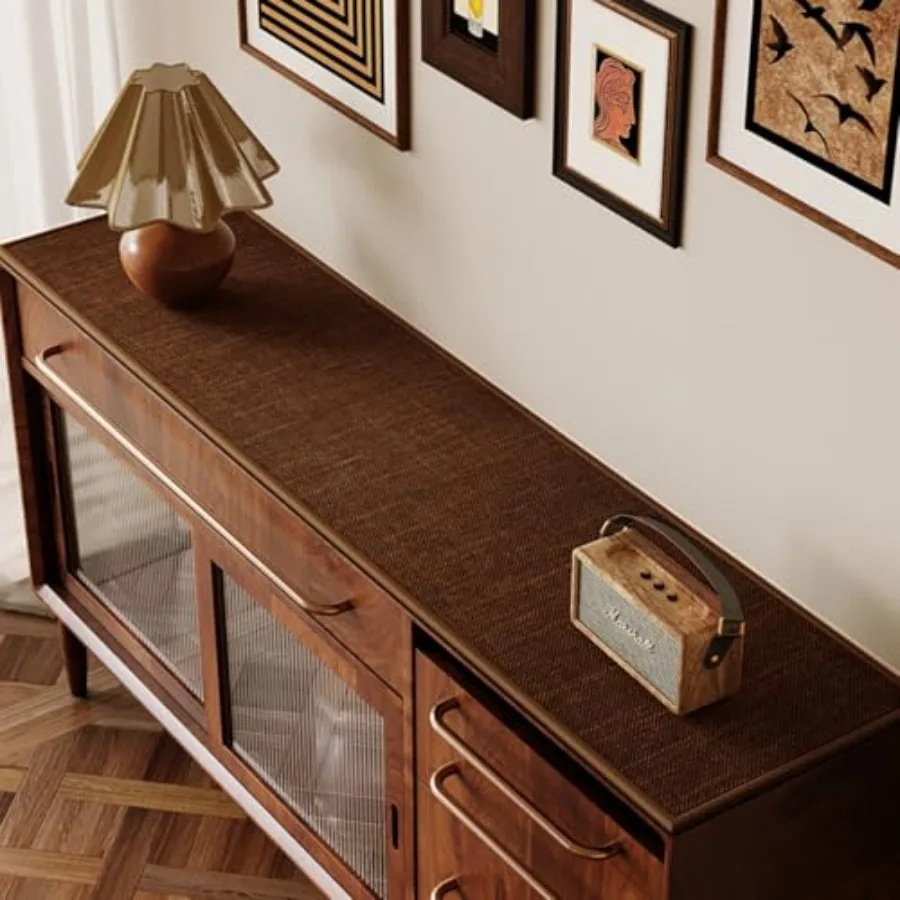 

Sideboard Buffet Cabinet Cover, Super Absorbent Mat for Wood Buffet Table, Anti-Slip Top Protector for Bar Cabinet, Table Pad f