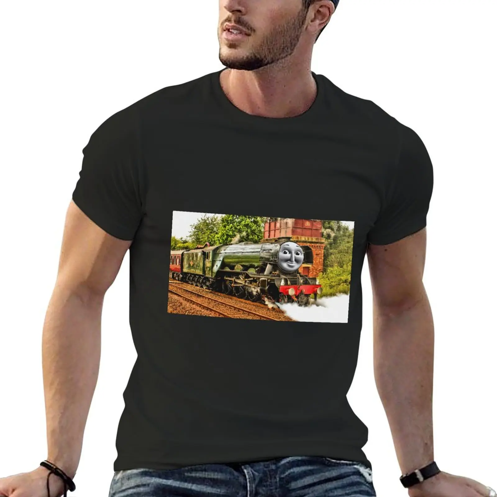 Flying Scotsman visits the Island of Sodor T-Shirt vintage graphic tee customs customizeds plain t shirts men