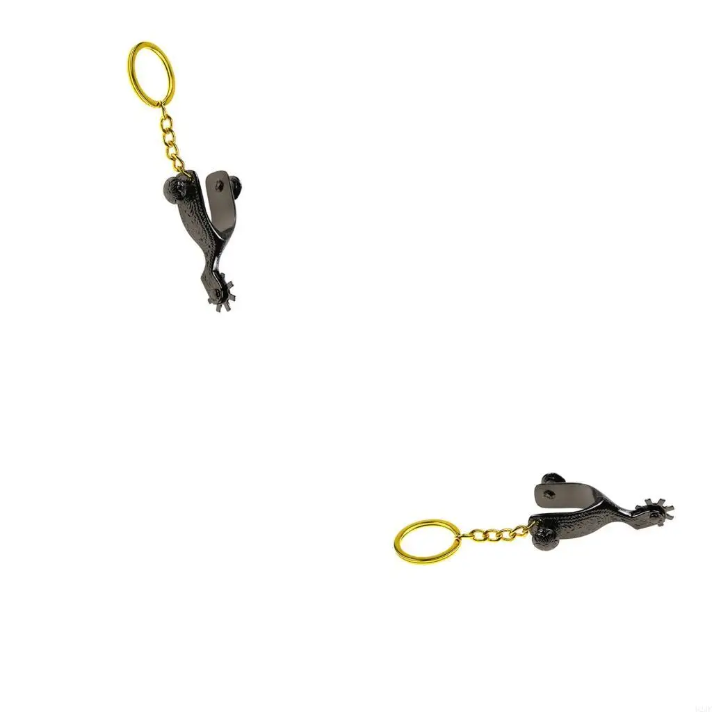 Llavero retro con espuela, diseño compacto, temática ecuestre, regalo vaquera