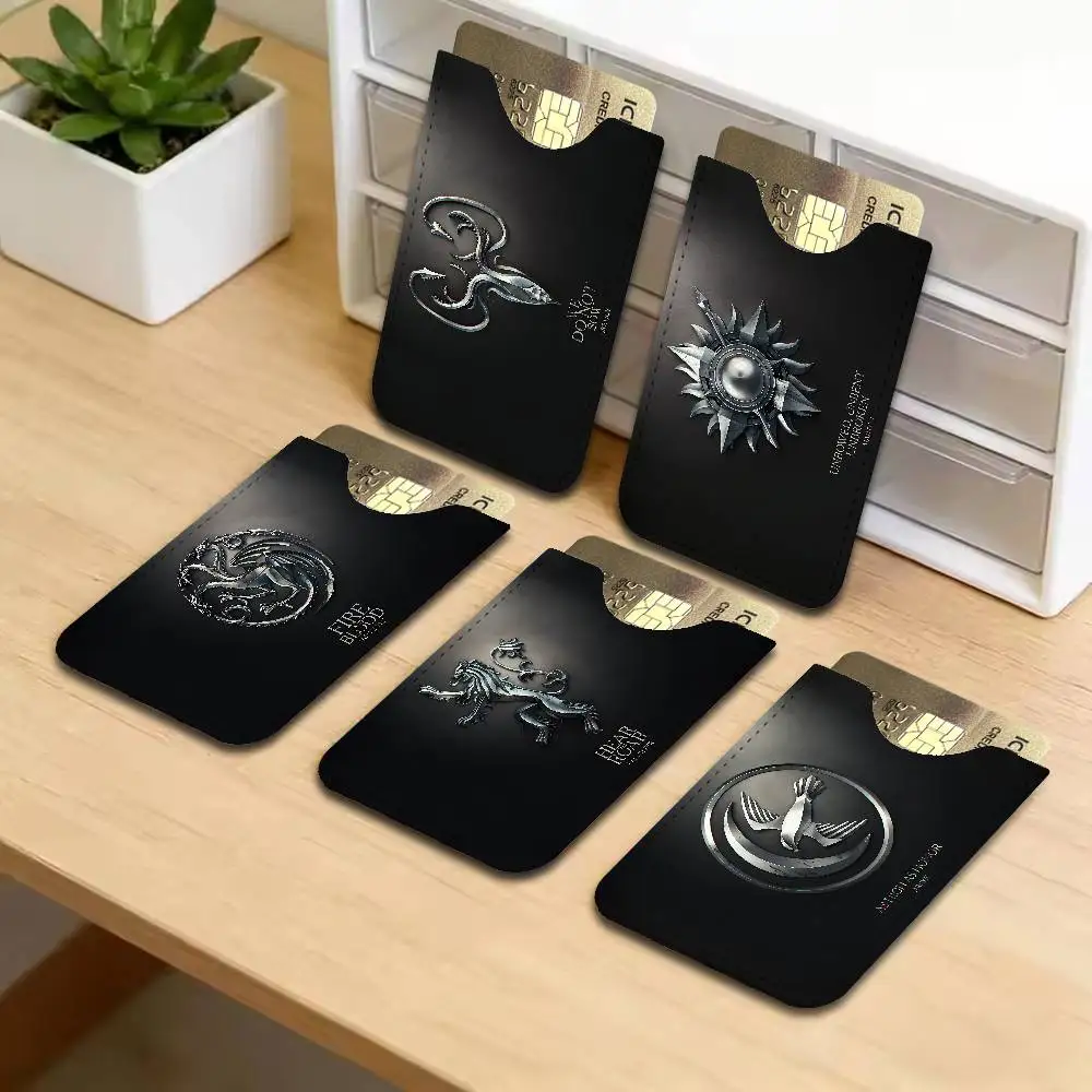 Film G-Game of TV T-Thrones PU Leather Cardholder Ultra Slim Credit ID Card Organizer Lightweight Business Card Holder