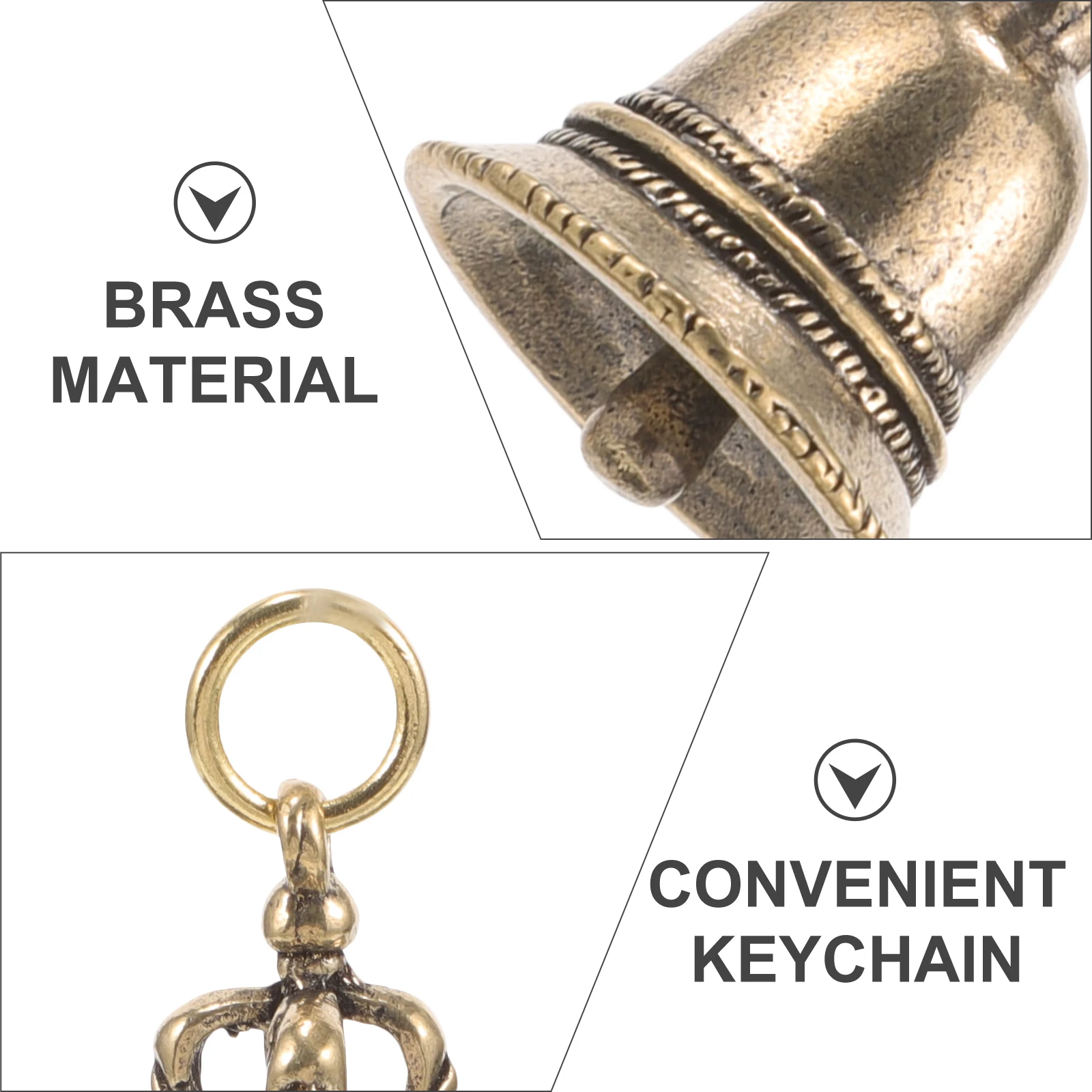 

3Pcs Vintage Brass Bells Charms Mini Decorative Ornaments for DIY Crafting Keychain Pendants