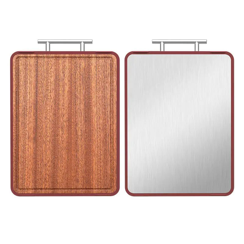 

Hot Sale Double Sided Antibacterial Stainless Steel Solid Wood Cutting Board Large Kitchen Cutting Board Suitable for Meat,