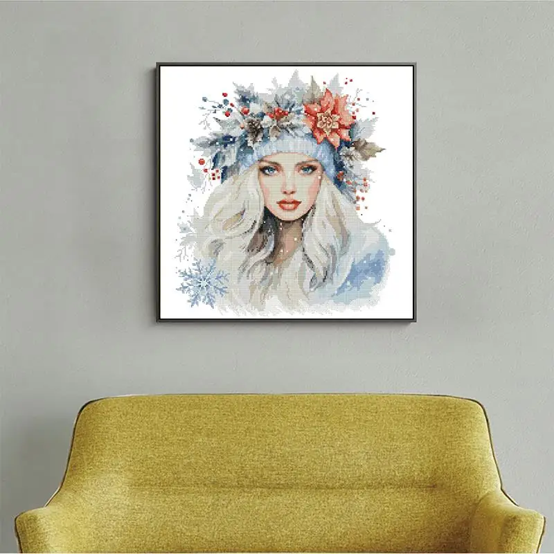 Inverno Angelo Personaggio Modello Punto Croce Aida 14 16 11CT Stampato Tela Tessuto Kit Per Cucire Ricamo FAI DA TE Complementi Arredo Casa Wall Art