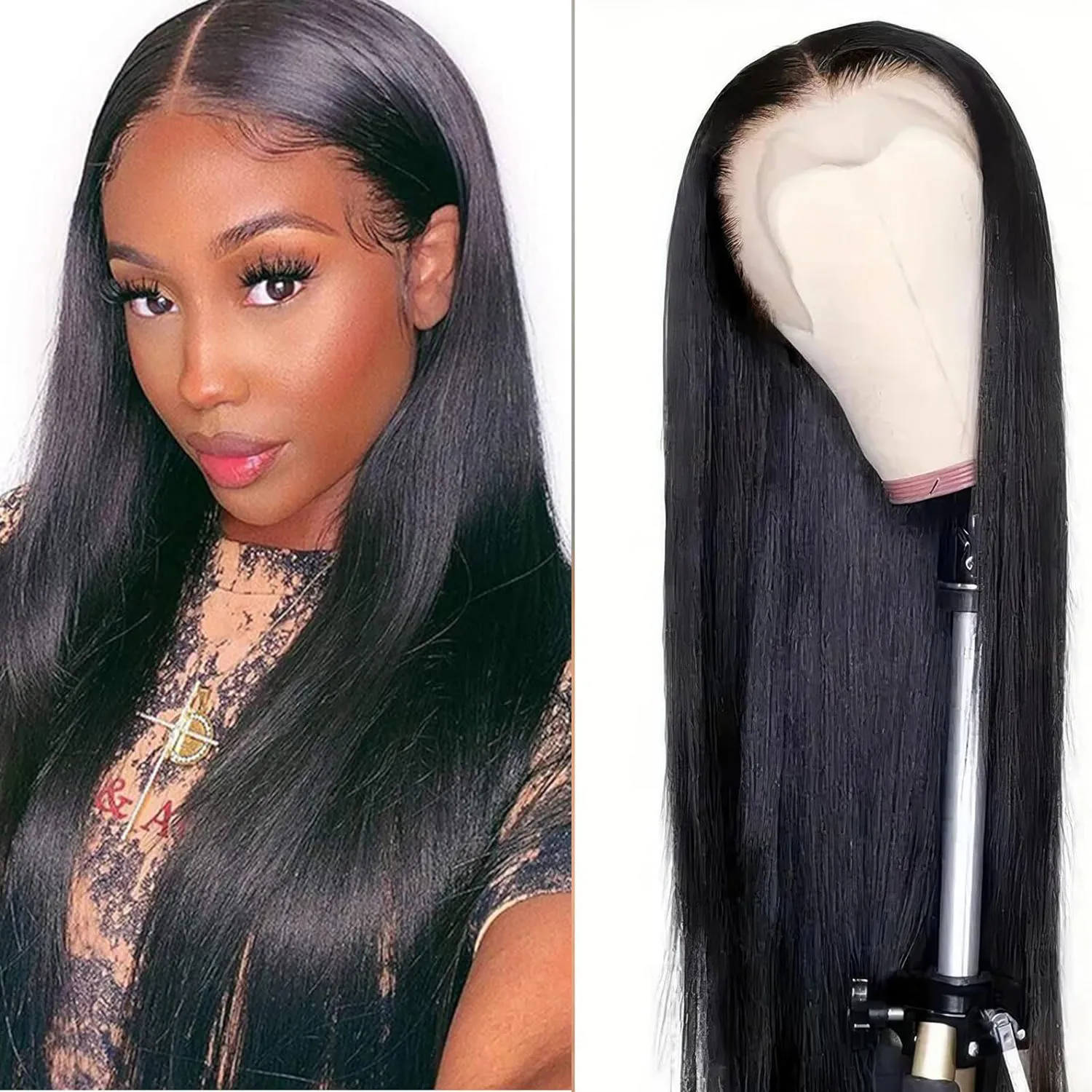 

Парик из натуральных волос с прозрачной HD-основой, 220 плотности, 40 дюймов, идеально прямой, 13x4, 13x6, с предварительно выщипанной линией роста волос