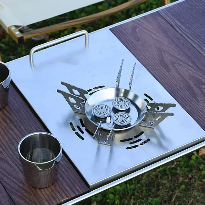 Outdoor Gas Stove Three-core Windproof Stove Self-driving Travel Split Camping Cooker Picnic High-power Fierce Stove