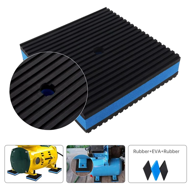 

4Pcs Anti-Vibration Pad Heavy Duty Ribbed Rubber Pads For HVAC / Air Compressor For Washer And Dryer / Air Conditioner