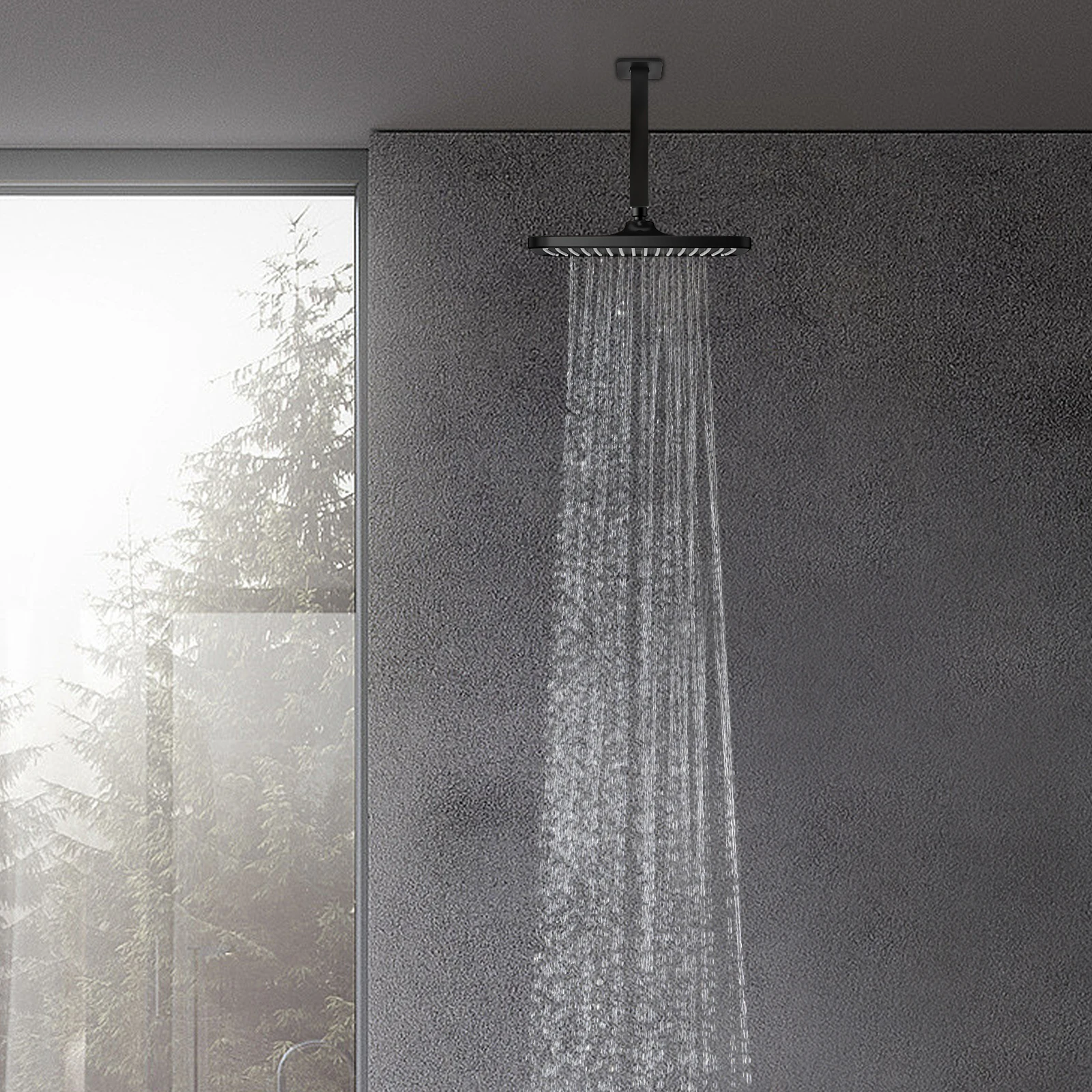 Aço inoxidável quadrado chuveiro braço, teto montado extensão, 12 polegadas, flange