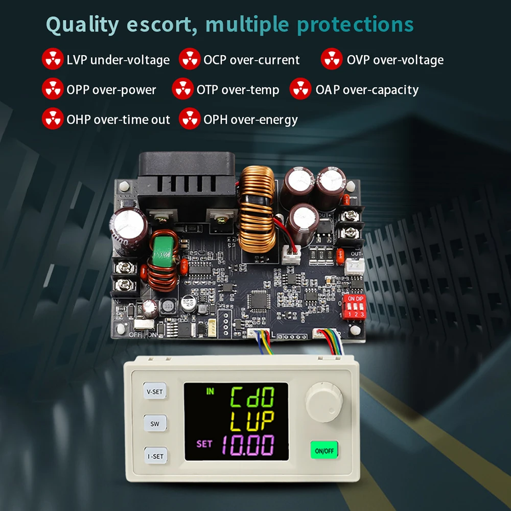 XY6020LV Регулируемый источник питания постоянного тока с ЧПУ DC-DC Понижающий стенд 6-70 В до 0-60 В 1200 Вт Стабилизированный понижающий преобразователь MPPT Солнечная зарядка