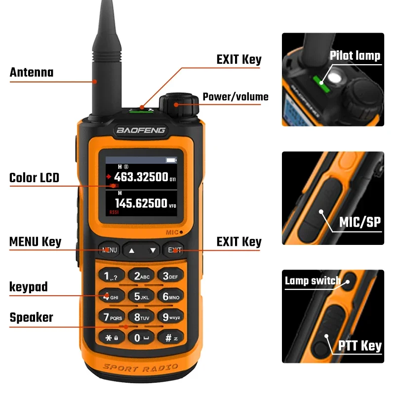 Imagem -06 - Walkie Talkie Frequência de Cópia Longo Alcance Tri-band Impermeável Tipo-c fm Ham Radio Dois Sentidos Uhf Vhf Rádios Baofeng-uv20