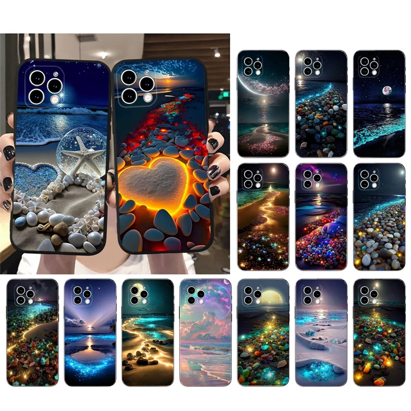 Scenery Beach At Night Phone Case For iphone 16 15 14 Pro Max 16 15 14 13 12 Pro 15Plus iphone 11