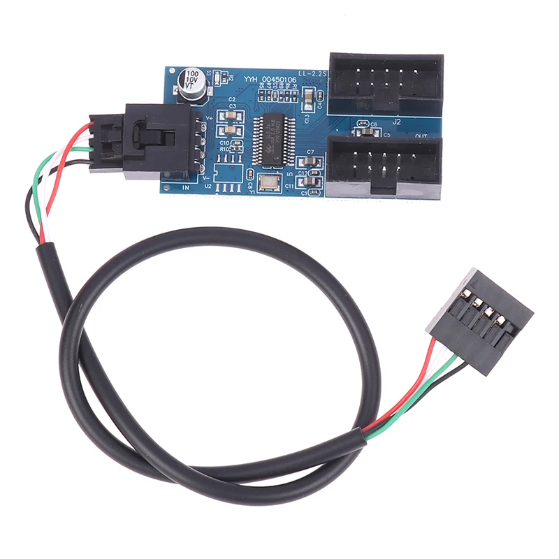 Tarjeta de expansión USB de 9 pines de 30cm, adaptador de Cable de extensión macho 1 a 2 hembra, placa de circuito 2,0 HUB Hub para placa base de escritorio