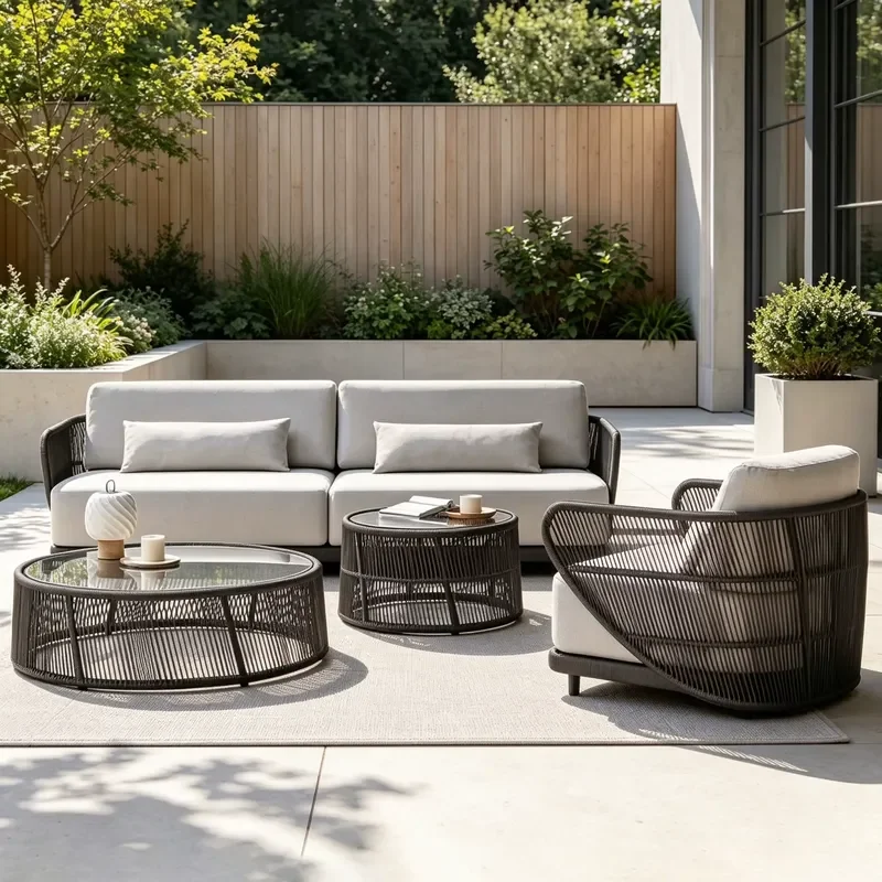 Hot Selling Villa Garden Terrace Sofa Courtyard Combination Outdoor Rope Garden Sofa a Complete Set