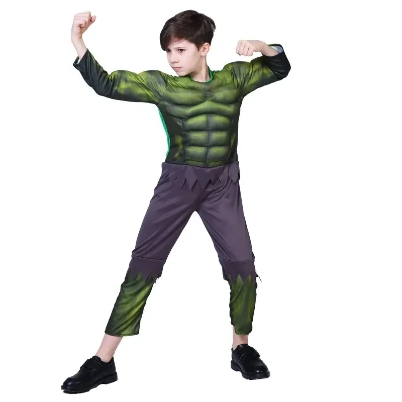 Kind Hulk Muscle Kostuum Superheld Hulk Cosplay Muscle Kostuum Masker Vuist Pluche Handschoenen Kind Boys Halloween Kerstkleding