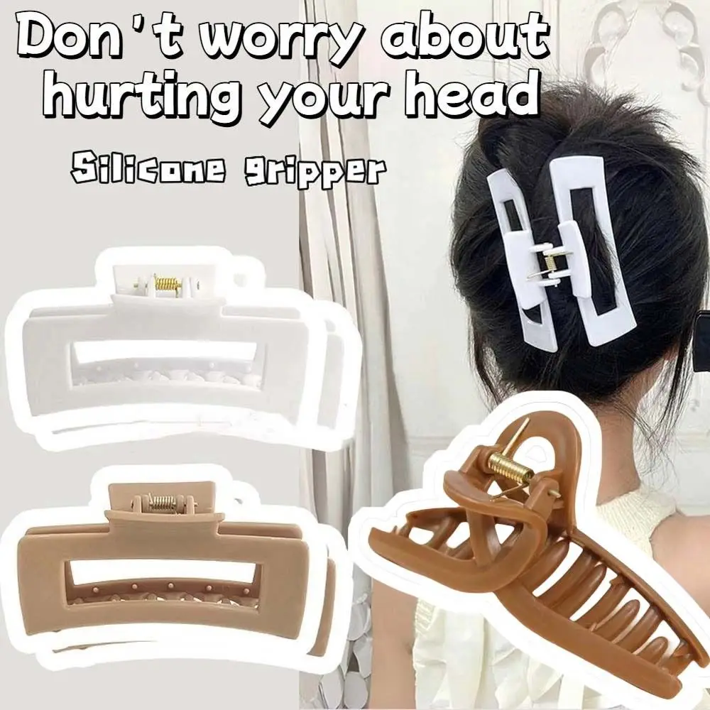 

Safe Silicone Shark Clip Korean Style Creative Elastic Plastic Hair Claw Waterproof Headwear Straight Line Shaped Hair Claw Work