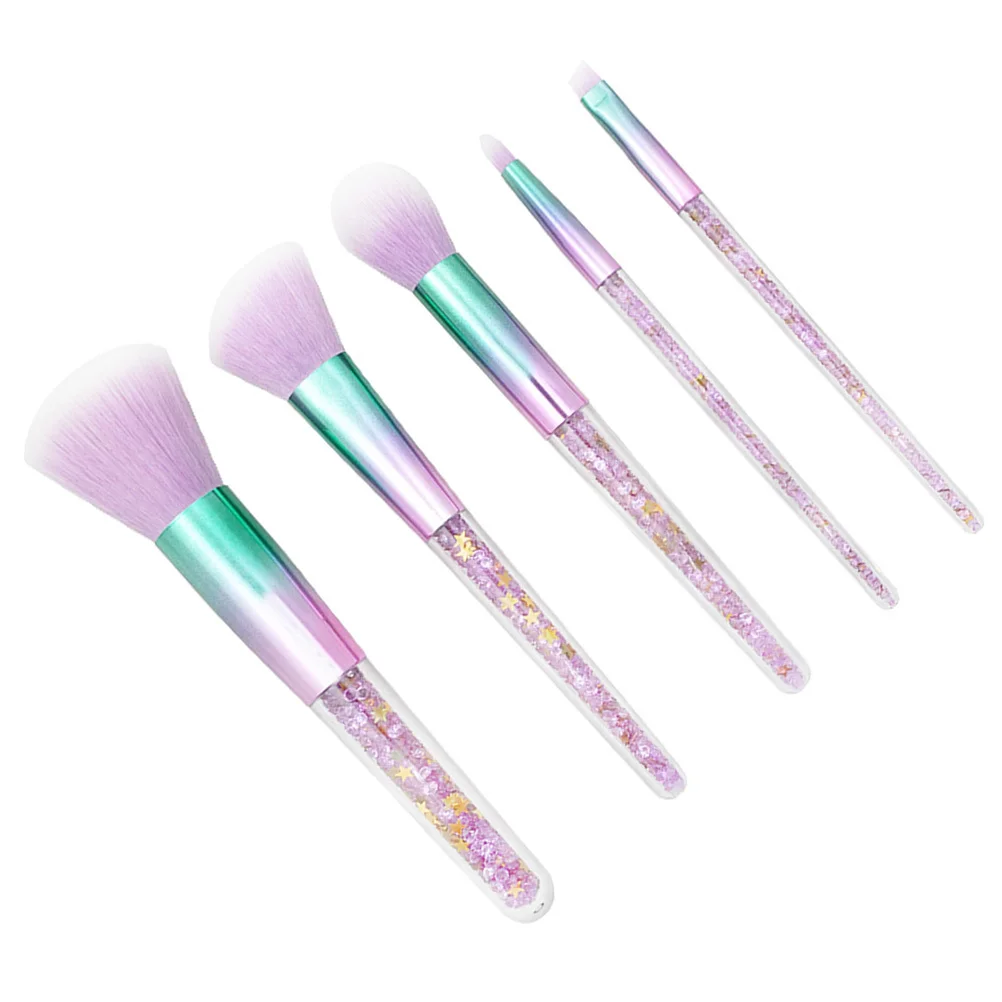 

5 pcs Makeup Brush Set Premium Dense Bristles No Shedding Professional Cosmetics Brushes For Liquid Foundation Powder Eyebrow