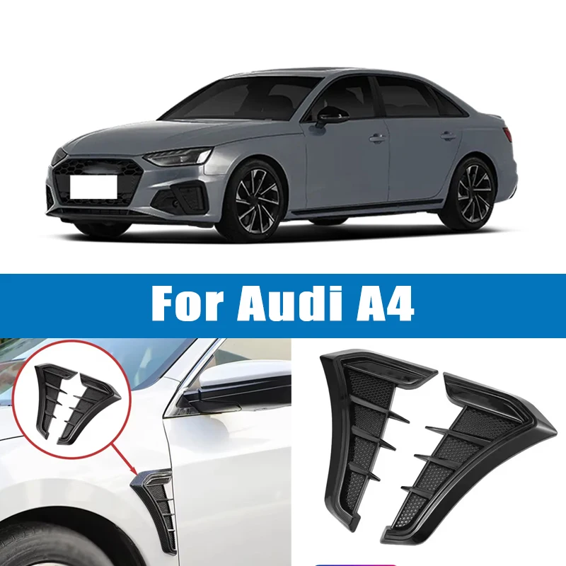 Accessoires extérieurs pour Audi A4, 1 paire de grilles d'aération latérales en carbone noir, autocollants de protection pour les fentes d'admission d'air