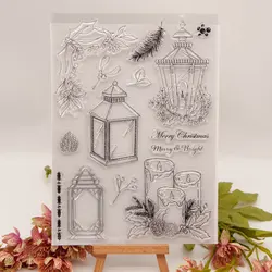 Glass lanterns, candles, Christmas Clear Stamps for DIY Scrapbooking Card Rubber Stamp Making Photo Album Handmade Crafts Decor