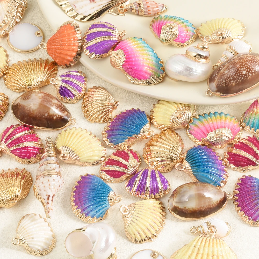 

3/6Pcs Y2K Sea Natural Conch Shell Pendant Bisutería Materiales DIY Trendy Ocean Snail Cowrie Shell Charms Jewelry Accessories