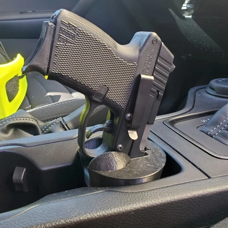 Pistol Cup Holster Convenient Car Seat Cup Holder Firearm Cup Holder Case Black Plastic Art Storage and Transport Organizer