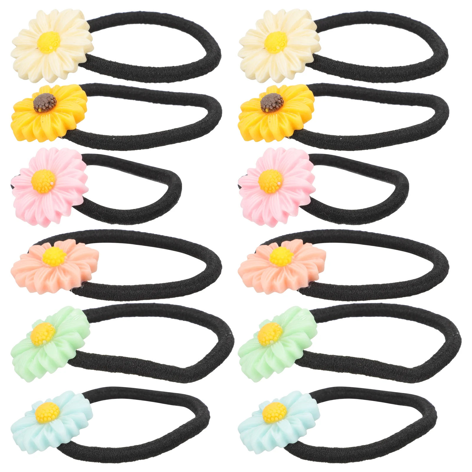 

30 pcs Elastic Daisy Flower Ties For Women Girls Flower Rope Medium Thick Hair Holders Fashionable Ponytail Bands Hair