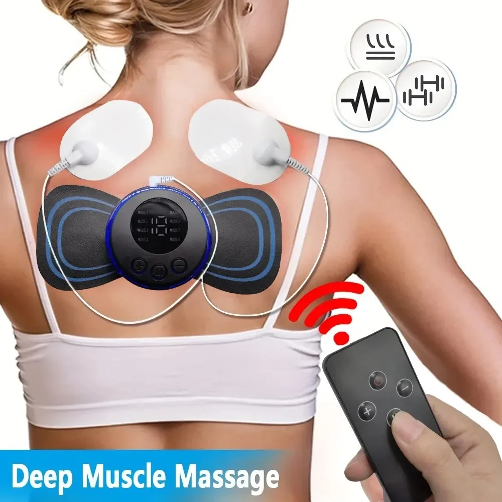 Rechargeable Neck Massager with Remote Control EMS Low Frequency Pulse Massager for Muscle Relaxation Relief The Pain 8 Modes