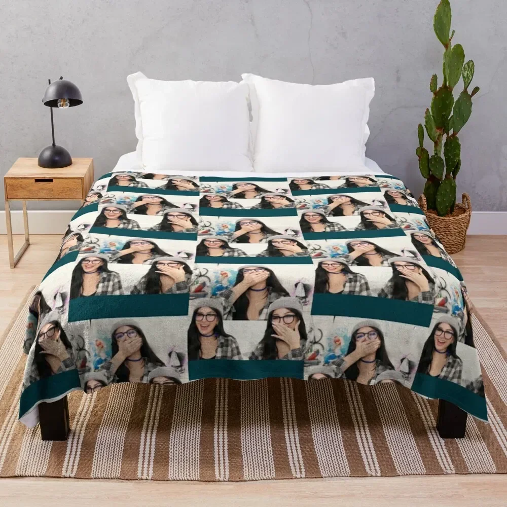 

Sssniperwolf laughing collage Throw Blanket For Decorative Sofa Beach Sofa decorative Blankets