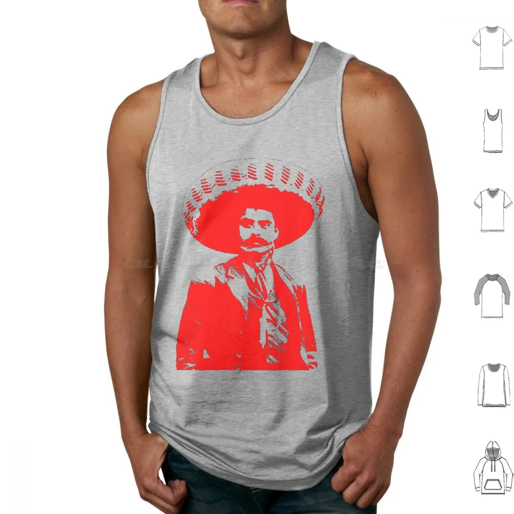 Emiliano Zapata-Unichrome Camisetas sin mangas rojas Chaleco sin mangas Emiliano Zapata Revoluzzer Revolución México Mexiko Morelos Zapatista