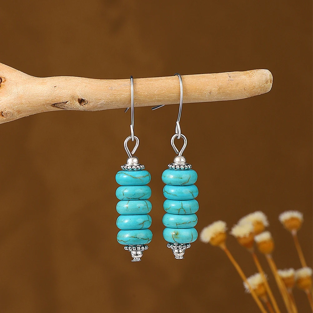 

Turquoise Drop Earrings Women Hook Dainty Lightweight Girls Dangling Fashion Ethnic Bohemian Aesthetic Small
