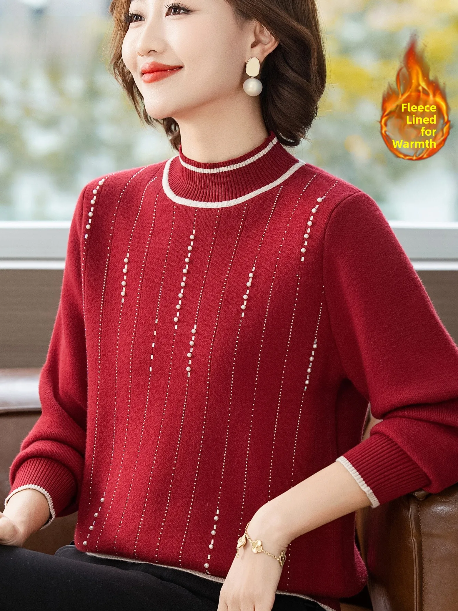 

Зимний цельный вязаный свитер с высоким воротником, женская внутренняя одежда, теплый базовый слой, топ для среднего возраста и...