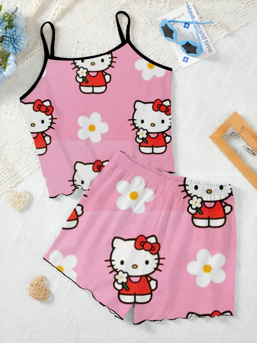 Lettuce Trim Top T-shirt Slip Dress Summer Outfit Hello Kitty Women's Suit Short Sets Disney Pajama Skirt Pieces Elegant Pants