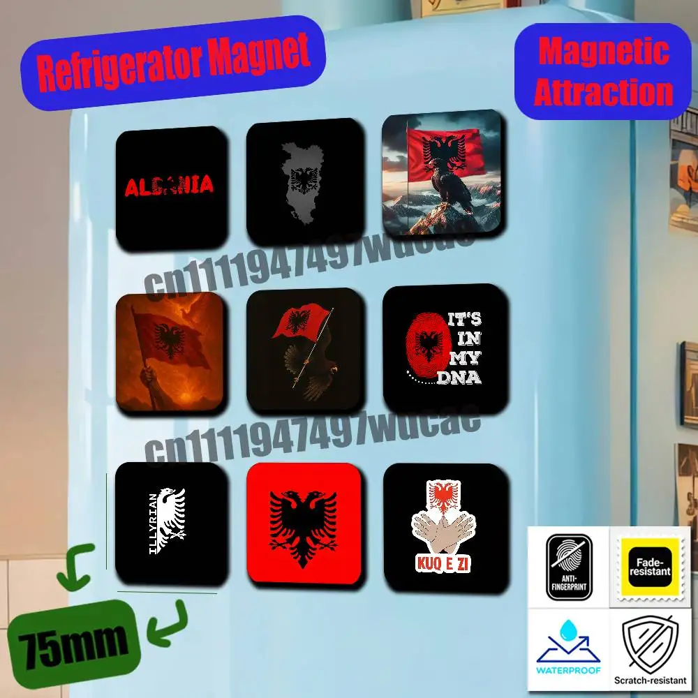 For Albania Albanian Illyrian Eagle Flag Refrigerator Magnets Metal Cabinet Custom Fridge Freezer Magnetic Cards Cover